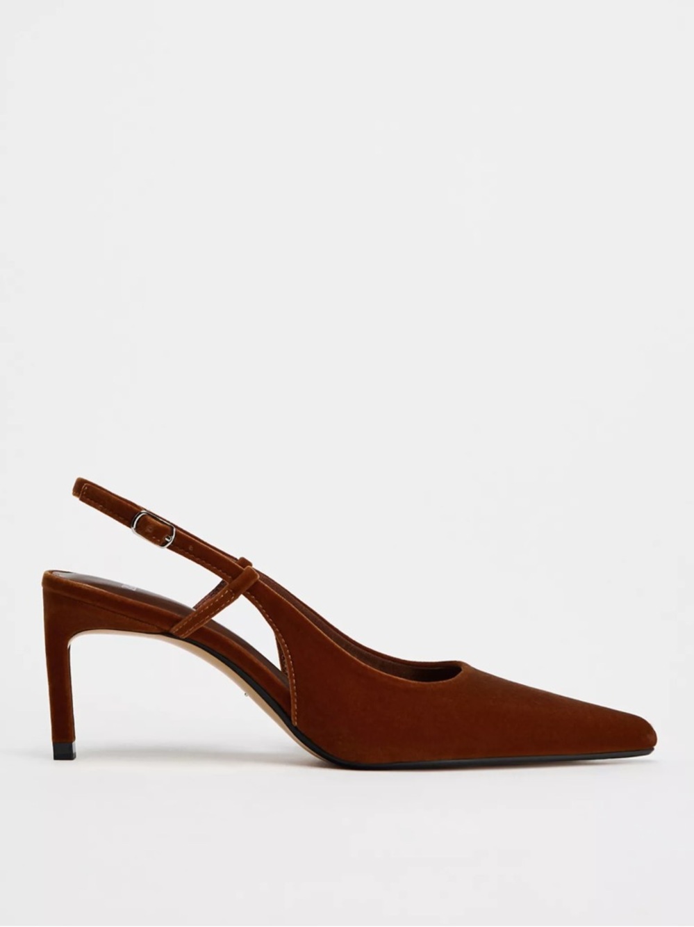 Zara Dark Brown Pointed Slingback Mules - Picture 1 of 7